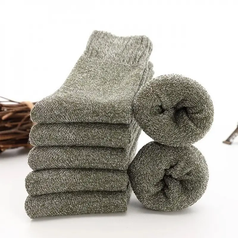 Winter Thick Mid-Calf Socks for Men, Fleece-Lined, Thickened, Warm Terry Socks, Cashmere Socks, Solid Color Towel Socks Wholesale