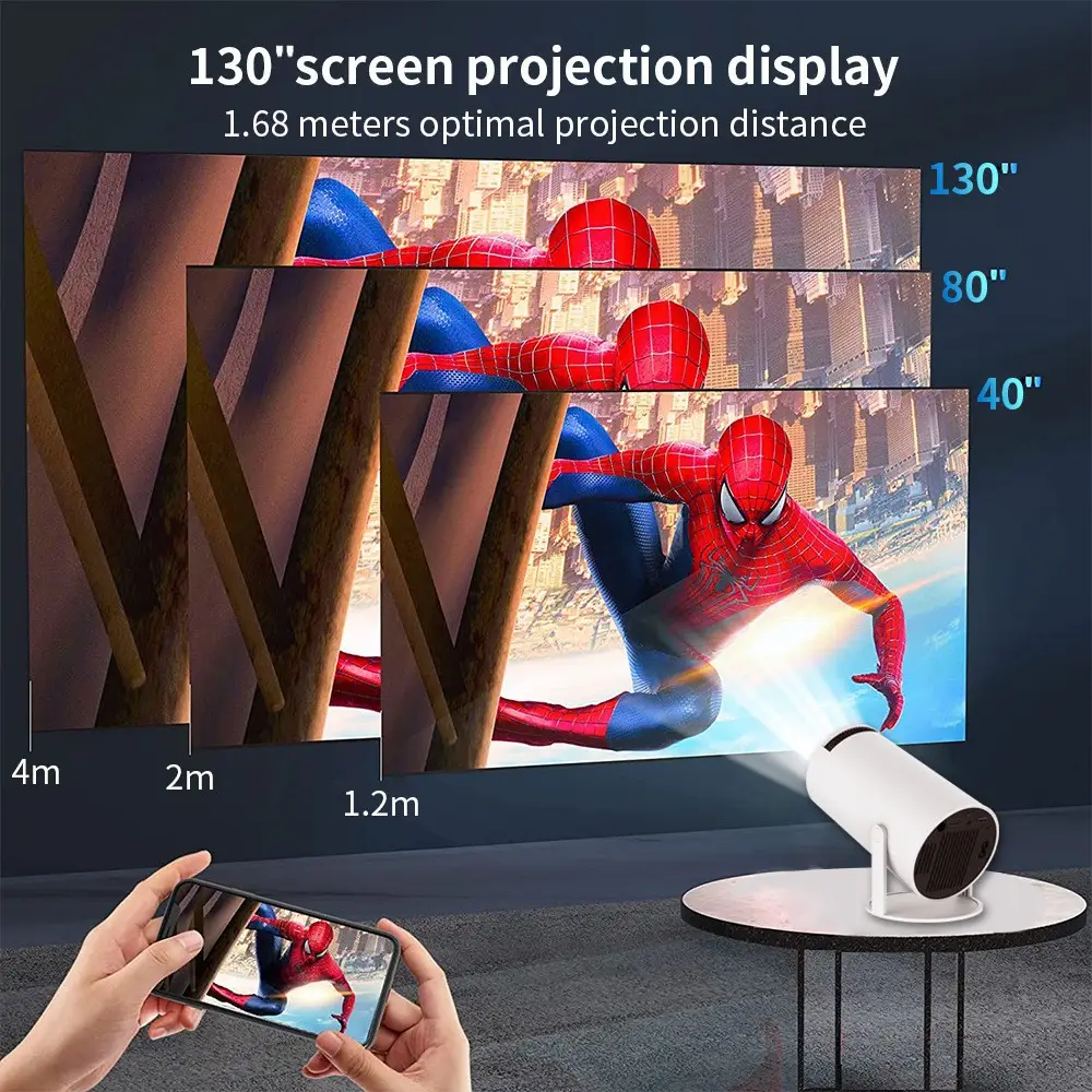 Cross-Border Popular Product Hy300 Gimbal Projector 4K Home Theater Ultra-High-Definition Wall Projection Portable Projector