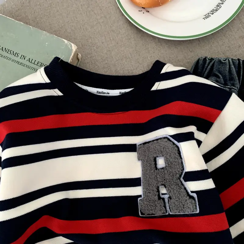 Boys Striped Long Sleeve Sweatshirt 2025 Autumn Wear - Image 3