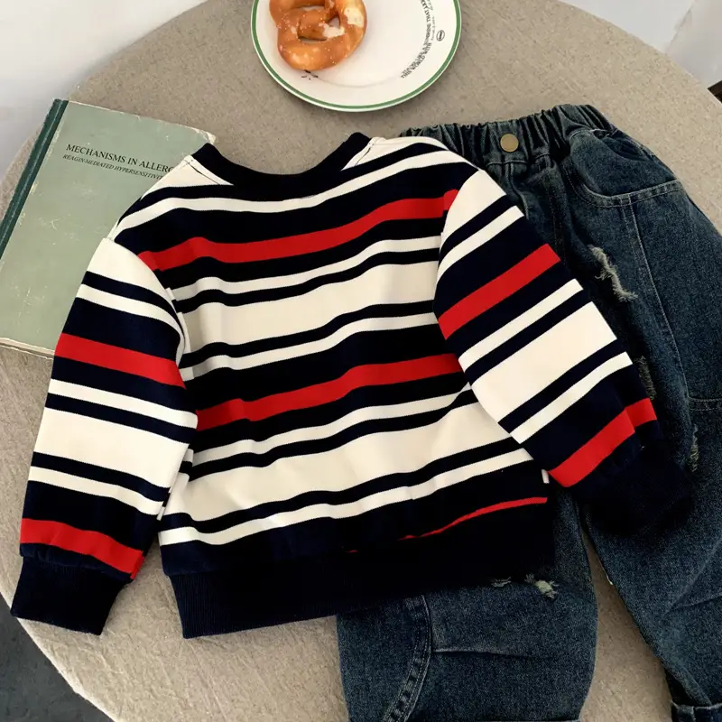 Boys Striped Long Sleeve Sweatshirt 2025 Autumn Wear - Image 5