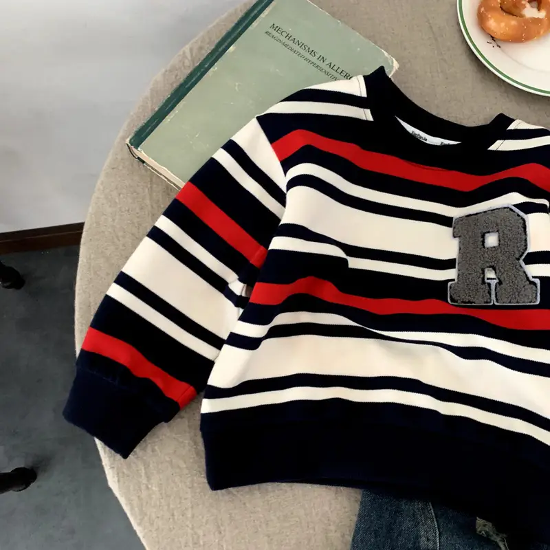 Boys Striped Long Sleeve Sweatshirt 2025 Autumn Wear — feature 3