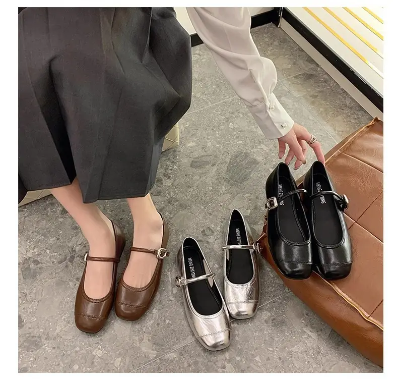French Classic Small Fragrance Shallow Mouth Shoes for Women Spring and Summer New Flat Shoes Gentle and Fashionable One-Line Buckle Mary Jane Shoes — feature 11