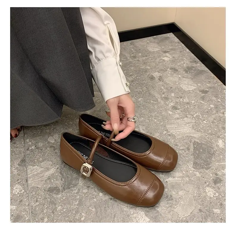 French Classic Small Fragrance Shallow Mouth Shoes for Women Spring and Summer New Flat Shoes Gentle and Fashionable One-Line Buckle Mary Jane Shoes — feature 5
