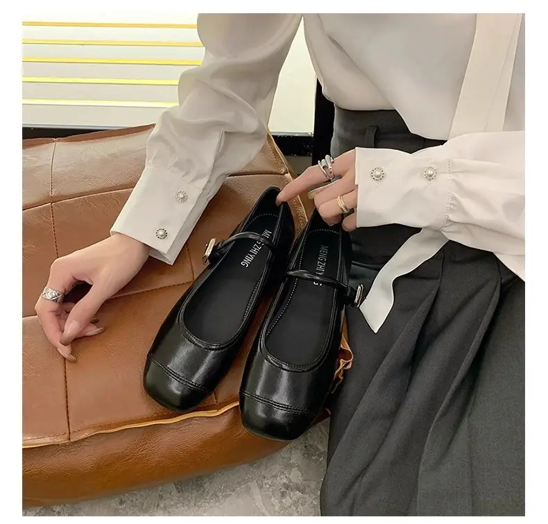 French Classic Small Fragrance Shallow Mouth Shoes for Women Spring and Summer New Flat Shoes Gentle and Fashionable One-Line Buckle Mary Jane Shoes — feature 7