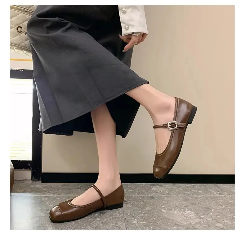 French Classic Small Fragrance Shallow Mouth Shoes for Women Spring and Summer New Flat Shoes Gentle and Fashionable One-Line Buckle Mary Jane Shoes — feature 8