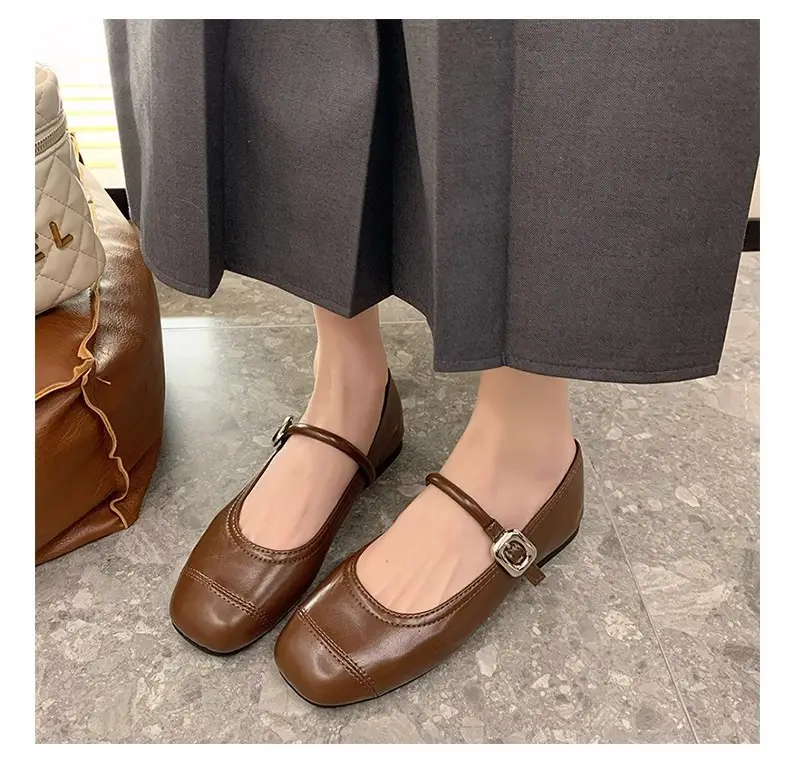 French Classic Small Fragrance Shallow Mouth Shoes for Women Spring and Summer New Flat Shoes Gentle and Fashionable One-Line Buckle Mary Jane Shoes — feature 9