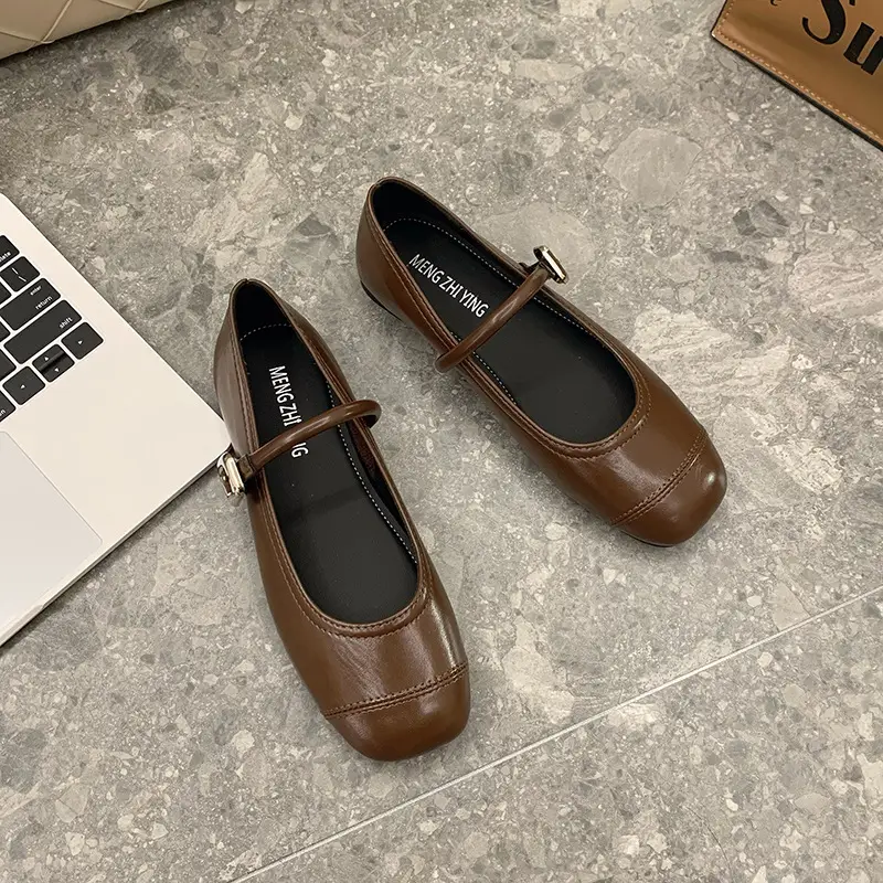 French Classic Small Fragrance Shallow Mouth Shoes for Women Spring and Summer New Flat Shoes Gentle and Fashionable One-Line Buckle Mary Jane Shoes - Image 2