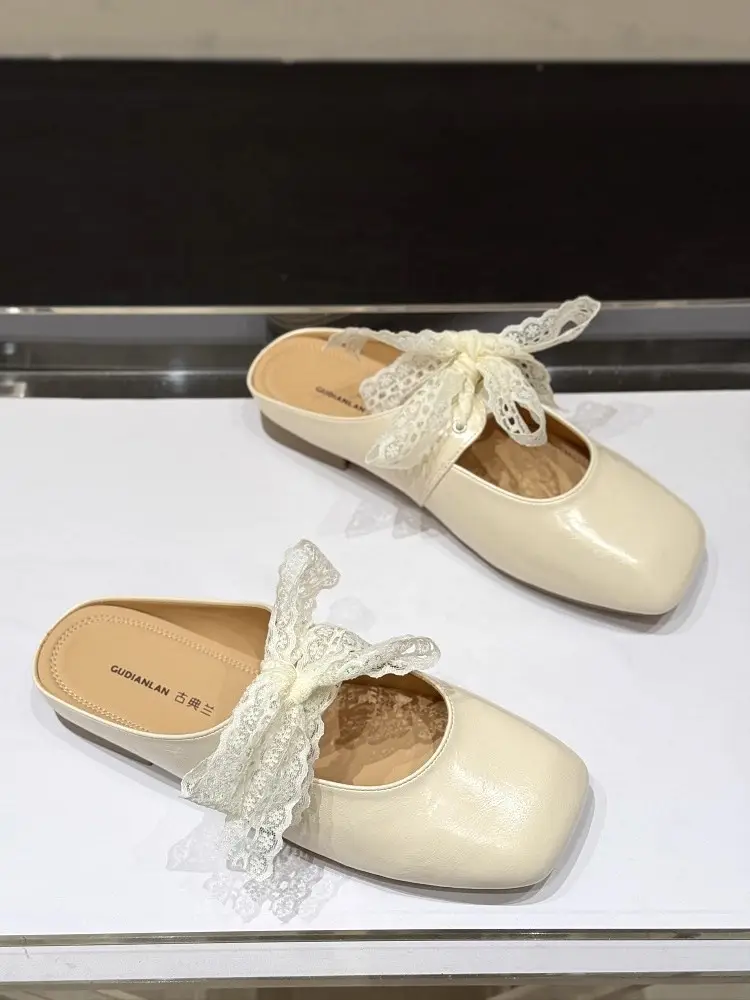 French Style Silver Lace Mules for Women Summer 2025 — feature 1