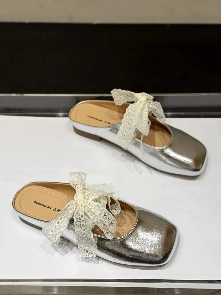 French Style Silver Lace Mules for Women Summer 2025 — feature 5