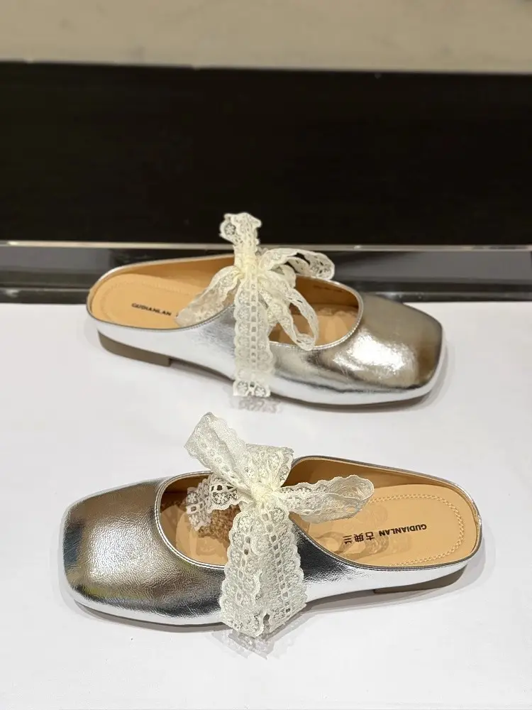 French Style Silver Lace Mules for Women Summer 2025 — feature 6