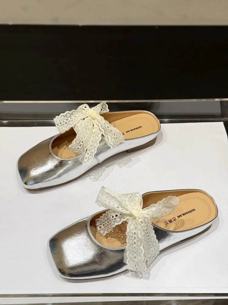French Style Silver Lace Mules for Women Summer 2025 — feature 7