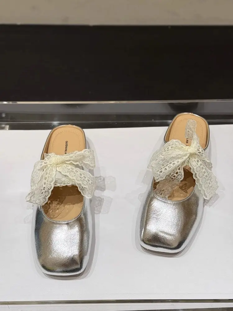 French Style Silver Lace Mules for Women Summer 2025 — feature 8