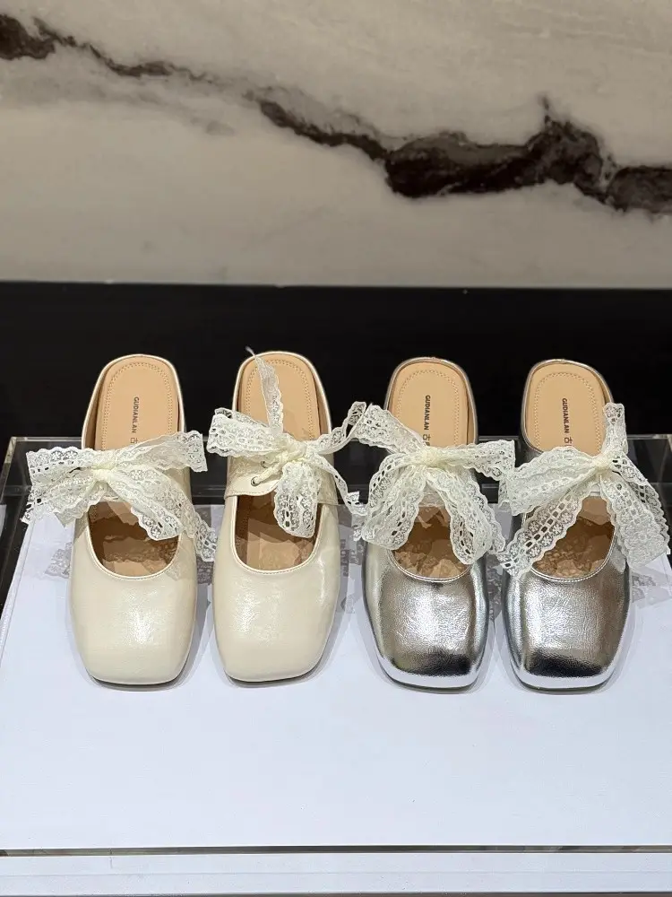 French Style Silver Lace Mules for Women Summer 2025 — feature 9