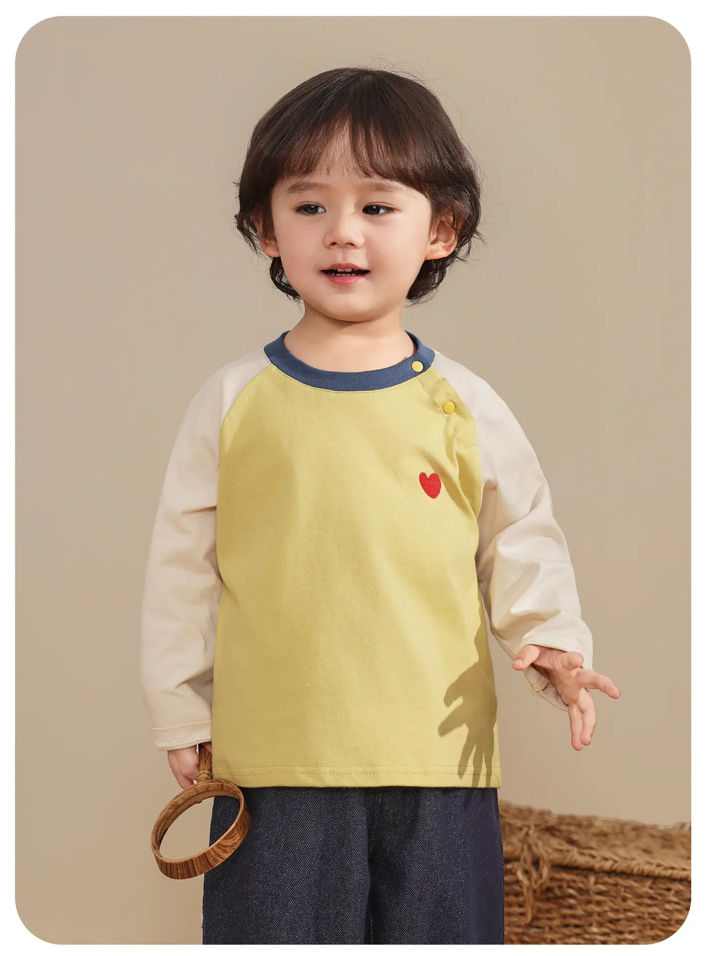Kaka Panda Boys Long Sleeve T-Shirt White Mint Heart Print — feature 5