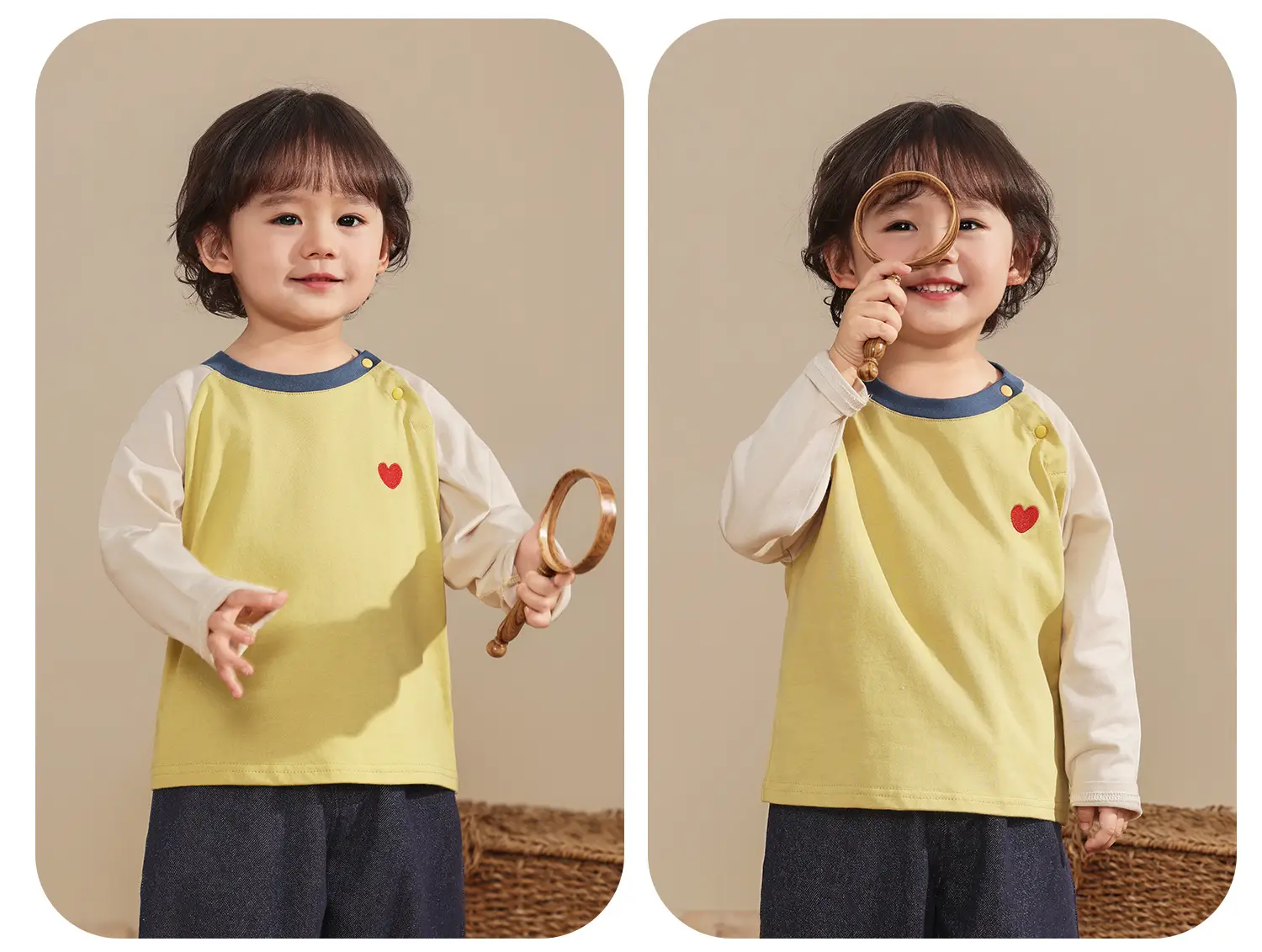 Kaka Panda Boys Long Sleeve T-Shirt White Mint Heart Print — feature 6