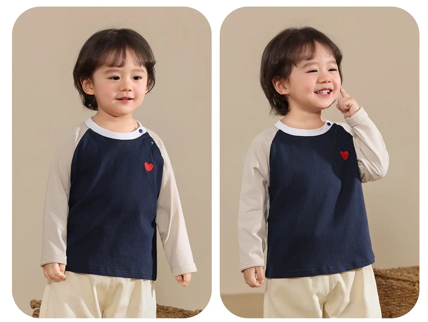 Kaka Panda Boys Long Sleeve T-Shirt White Mint Heart Print — feature 9