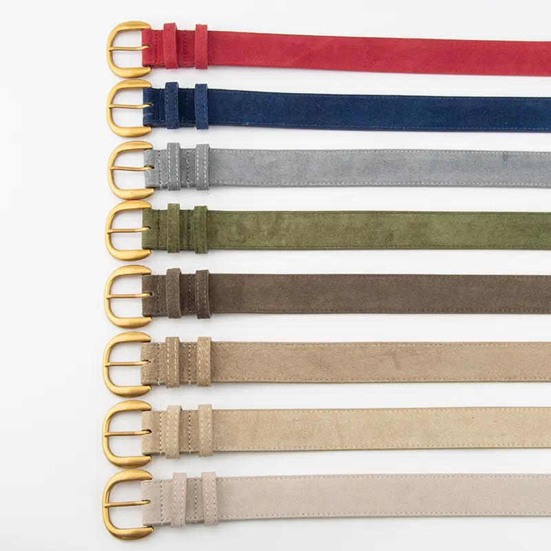 Women Retro Frosted Suede Belt Maillard Wear Jeans