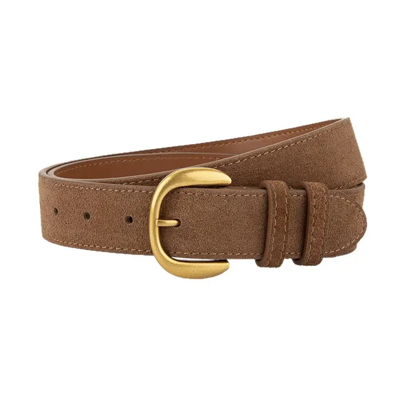 Women Retro Frosted Suede Belt Maillard Wear Jeans