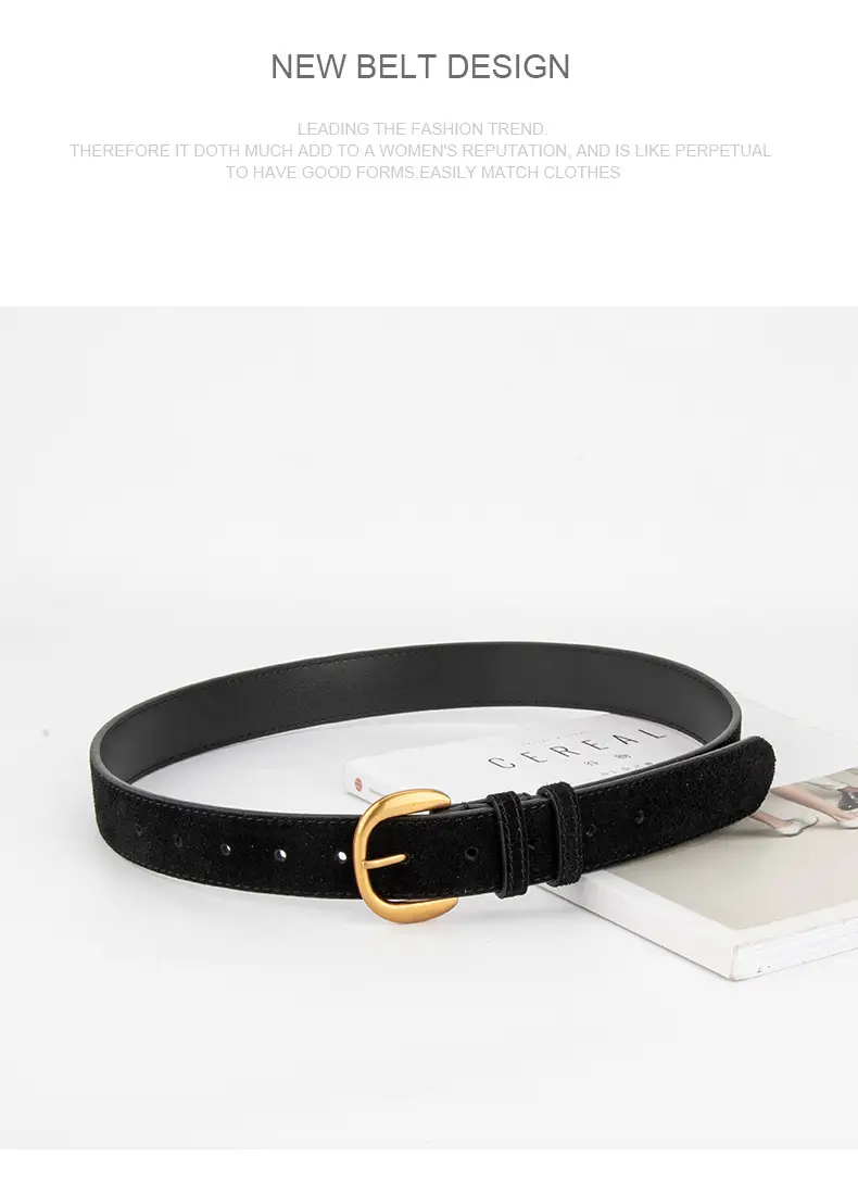 Women Retro Frosted Suede Belt Maillard Wear Jeans — feature 13