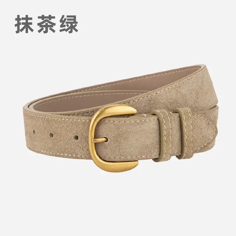 Women Retro Frosted Suede Belt Maillard Wear Jeans