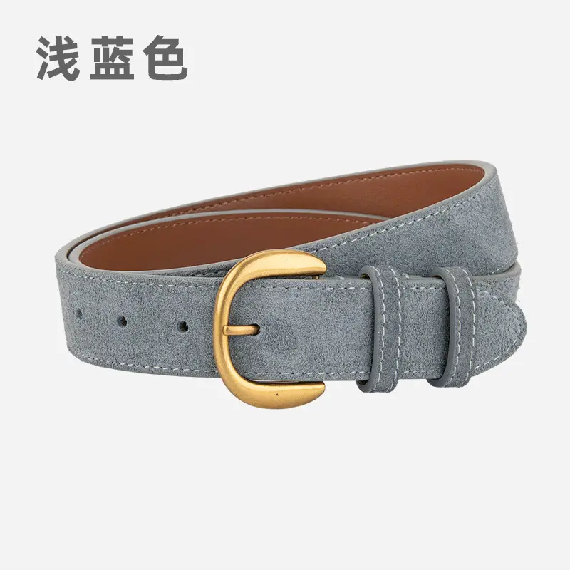 Women Retro Frosted Suede Belt Maillard Wear Jeans