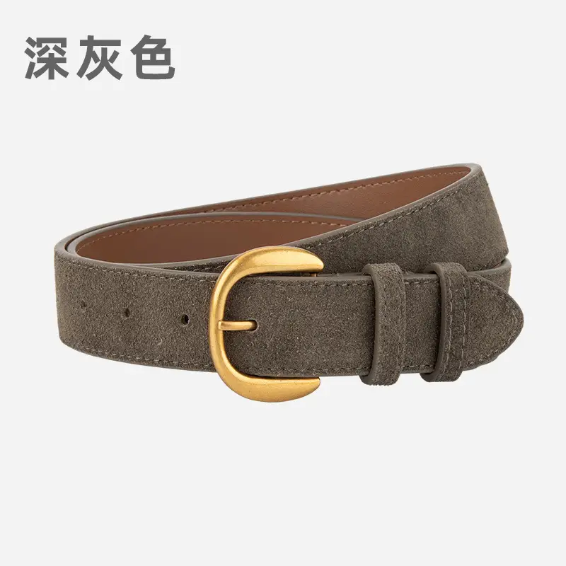 Women Retro Frosted Suede Belt Maillard Wear Jeans