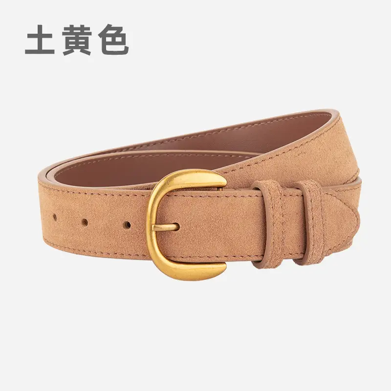Women Retro Frosted Suede Belt Maillard Wear Jeans