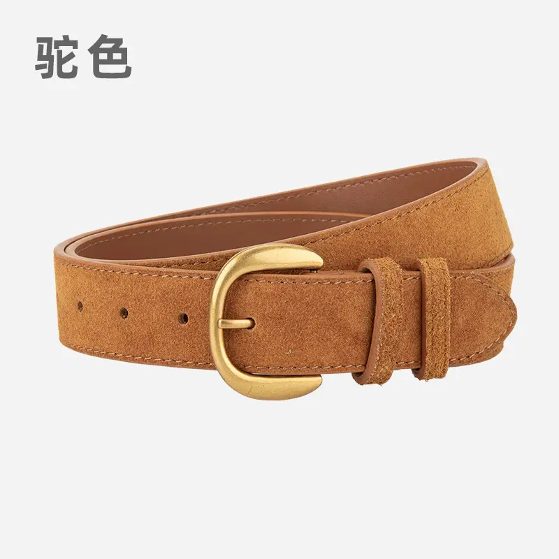 Women Retro Frosted Suede Belt Maillard Wear Jeans
