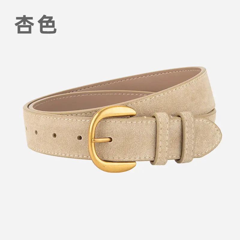 Women Retro Frosted Suede Belt Maillard Wear Jeans