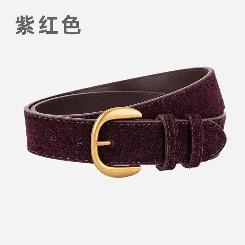 Women Retro Frosted Suede Belt Maillard Wear Jeans