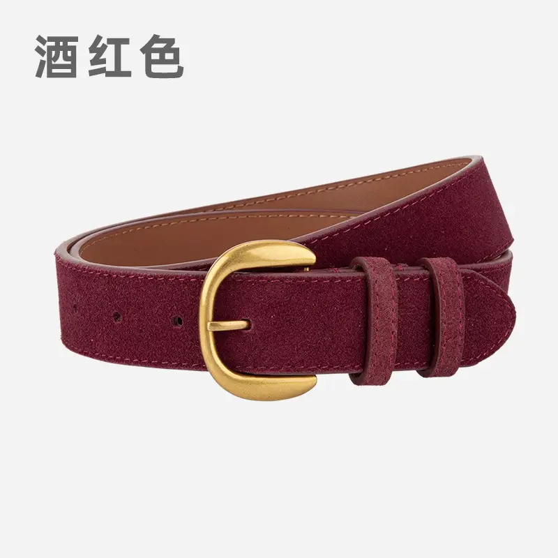 Women Retro Frosted Suede Belt Maillard Wear Jeans