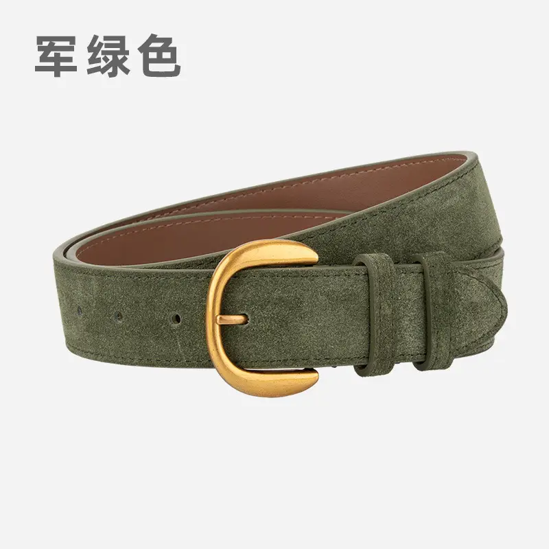 Women Retro Frosted Suede Belt Maillard Wear Jeans