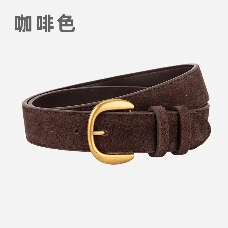 Women Retro Frosted Suede Belt Maillard Wear Jeans