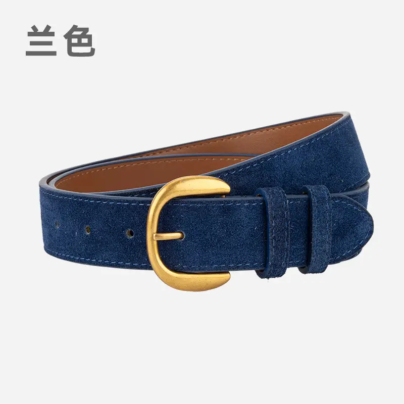 Women Retro Frosted Suede Belt Maillard Wear Jeans