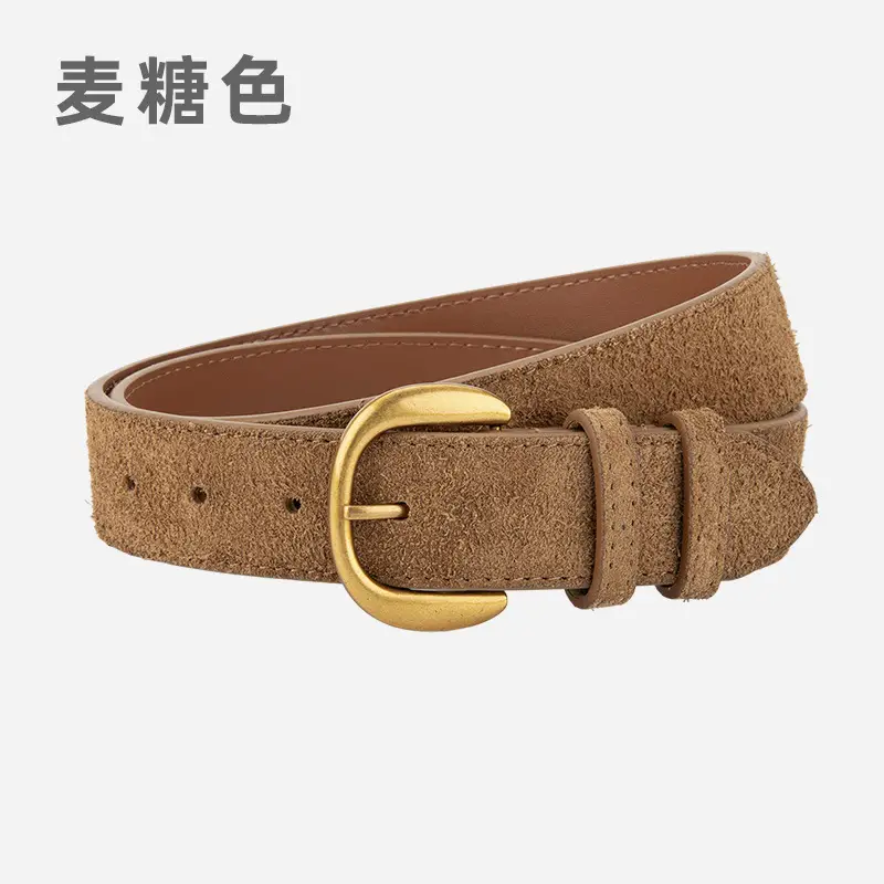 Women Retro Frosted Suede Belt Maillard Wear Jeans