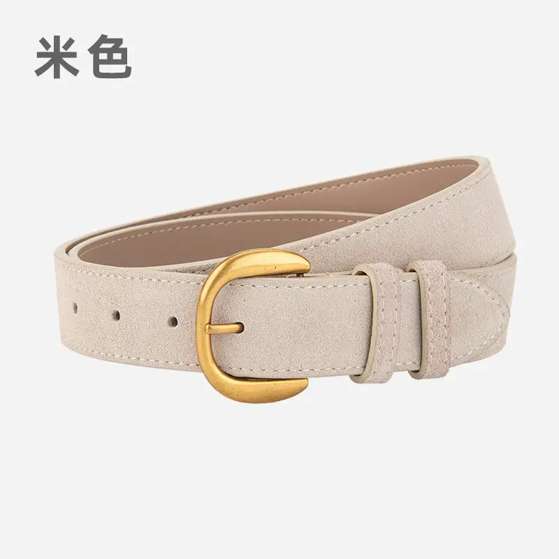 Women Retro Frosted Suede Belt Maillard Wear Jeans