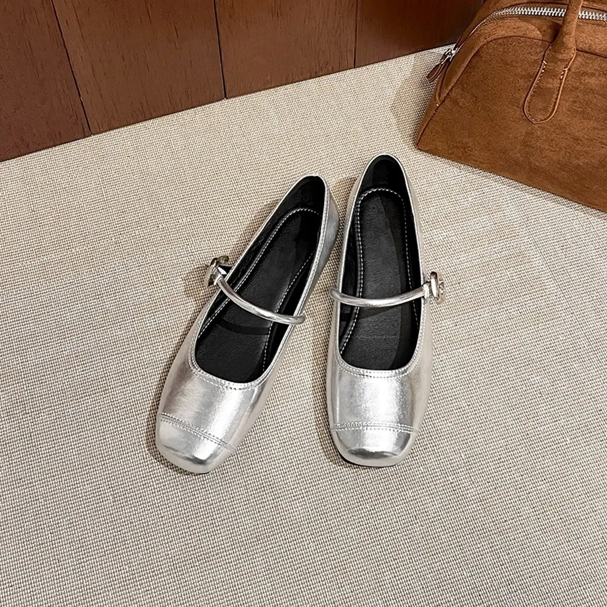 Women Silver Flat Shoes Mary Jane Summer 2025 - Image 4