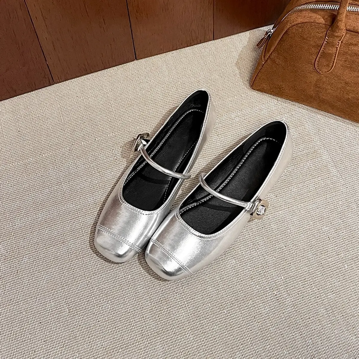 Women Silver Flat Shoes Mary Jane Summer 2025 - Image 6