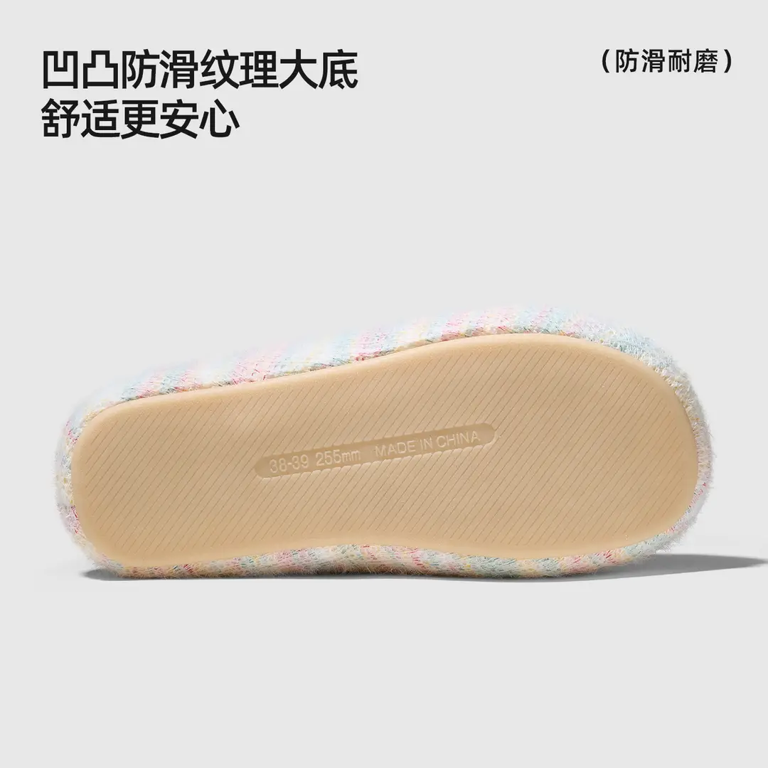 Qidan Shoe Factory Cotton Slippers Women's Autumn and Winter Home Indoor Warm Silent Anti-Slip Couple Furry Slippers Women's Winter