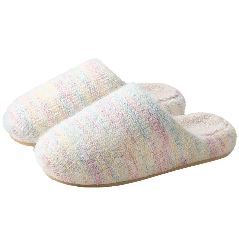 Qidan Shoe Factory Cotton Slippers Women's Autumn and Winter Home Indoor Warm Silent Anti-Slip Couple Furry Slippers Women's Winter