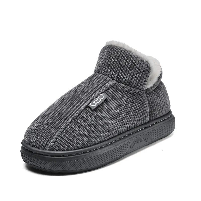 Men's Winter Slip-On Cotton Slippers Grey