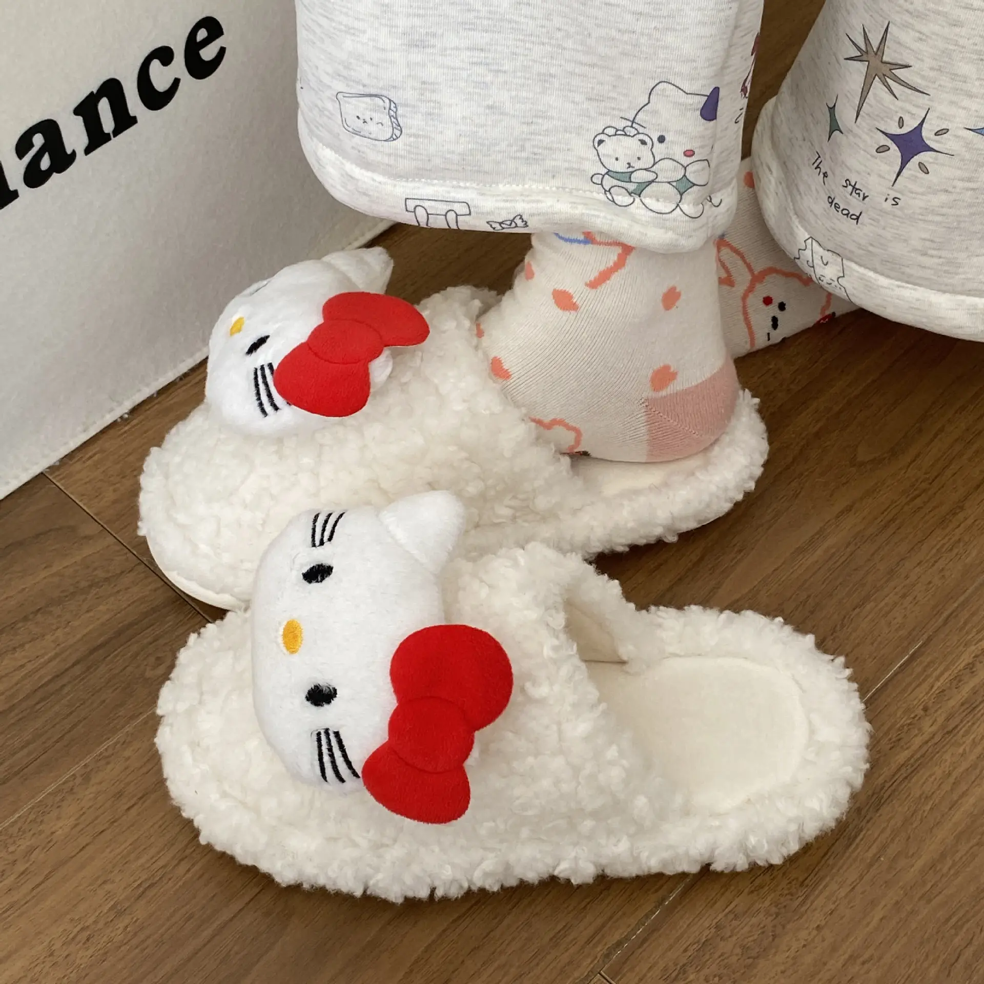 Hello Kitty Stuffed Cotton Slippers Winter Warm Women — feature 18