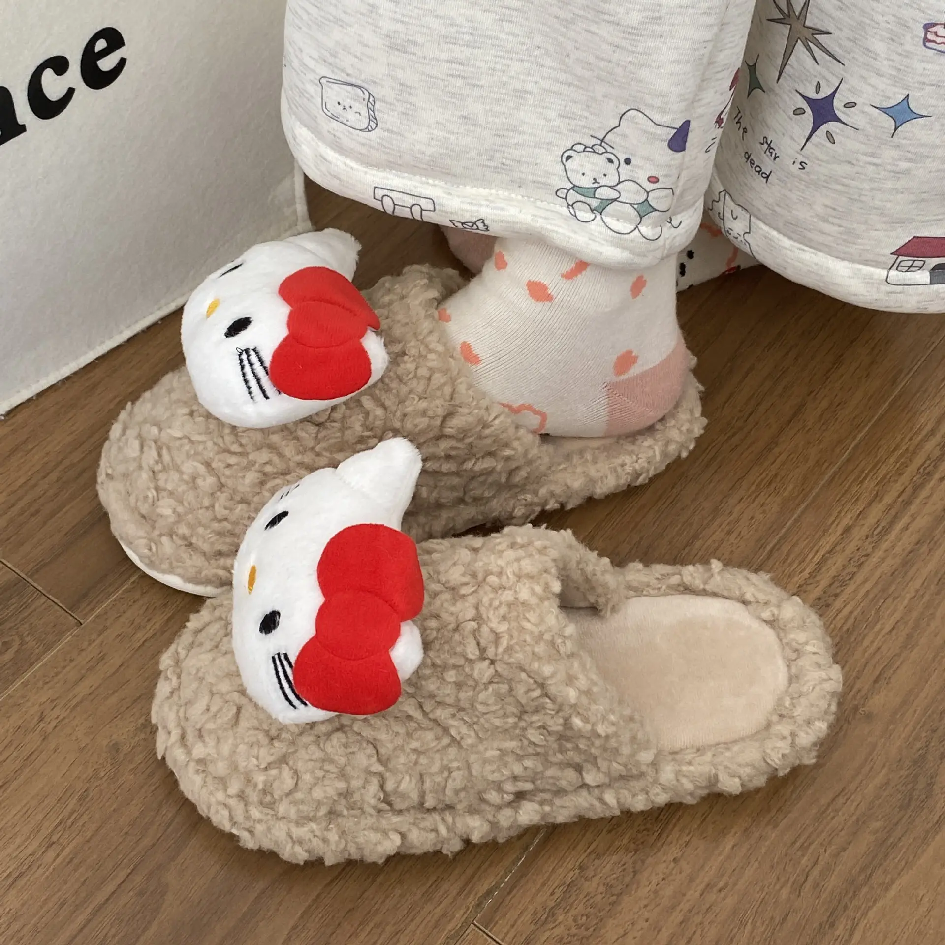 Hello Kitty Stuffed Cotton Slippers Winter Warm Women — feature 20