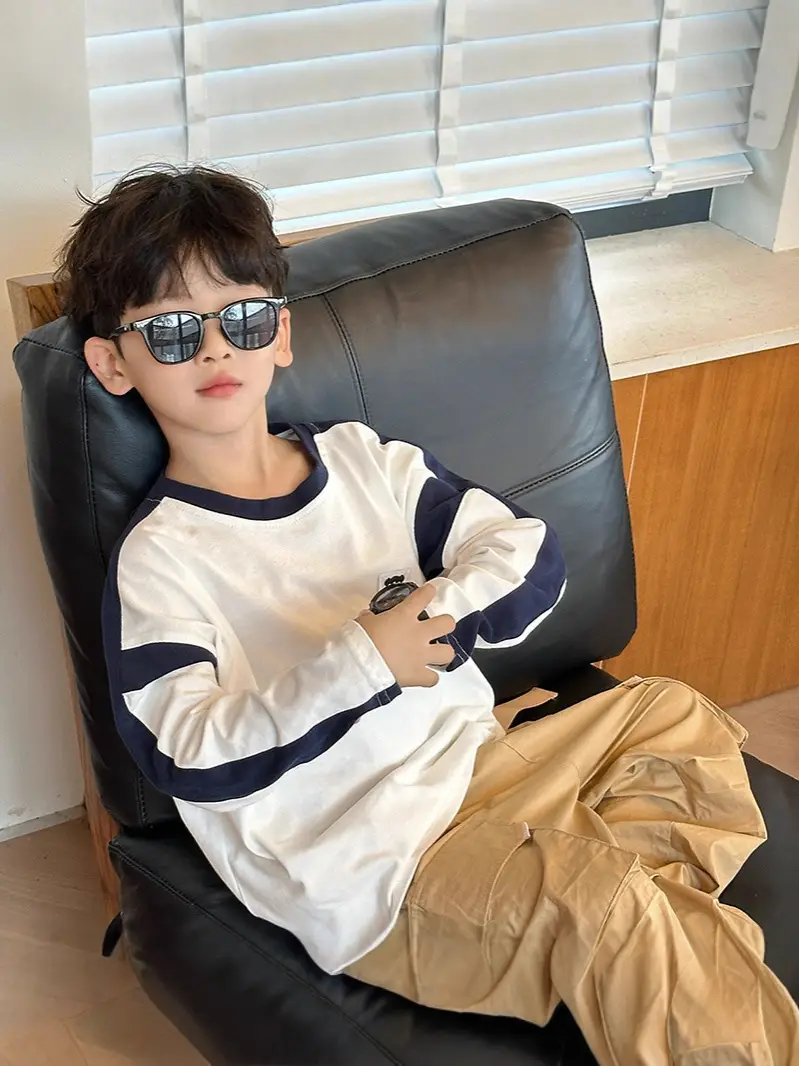 9589 Kids White T-Shirt 2026 Spring Autumn Round Neck - Image 5