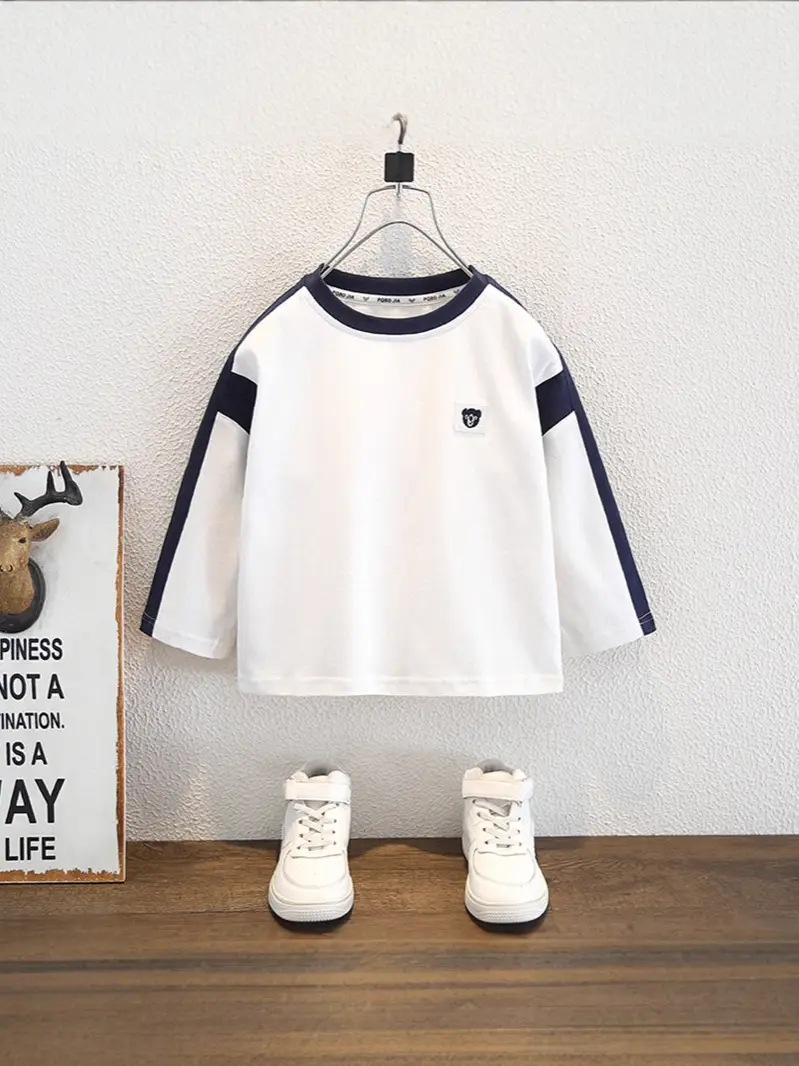 9589 Kids White T-Shirt 2026 Spring Autumn Round Neck - Image 6