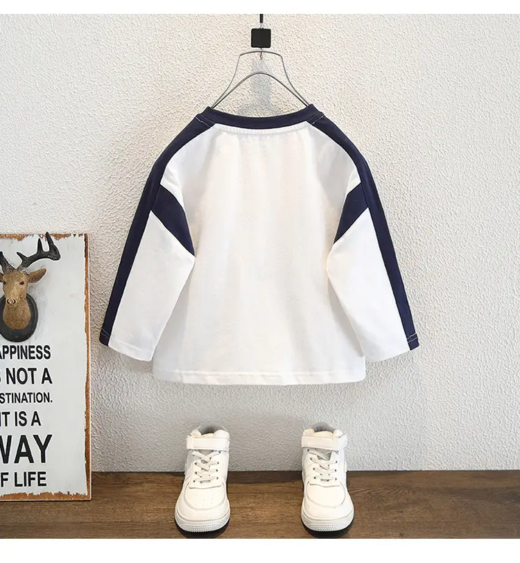 9589 Kids White T-Shirt 2026 Spring Autumn Round Neck — feature 11