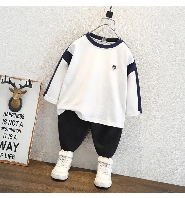 9589 Kids White T-Shirt 2026 Spring Autumn Round Neck — feature 8