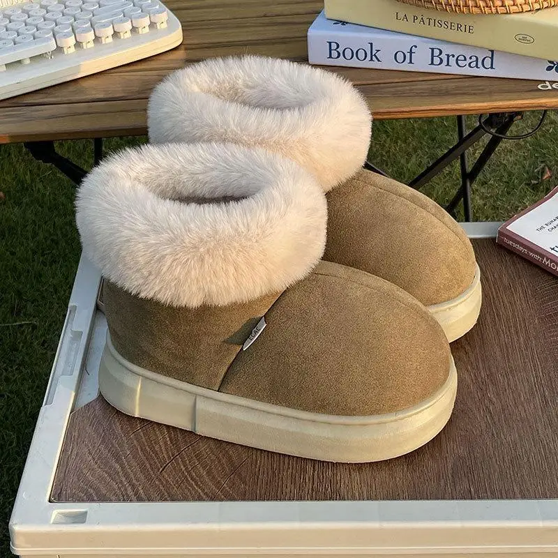 Women's Winter Plush Warm Cotton Slippers with Large Fur Cuffs, Non-Slip, Suitable for Outdoor and Indoor Use, Featuring a Soft Stepping Feel, Snow Boots, and Cotton Slippers - Image 5