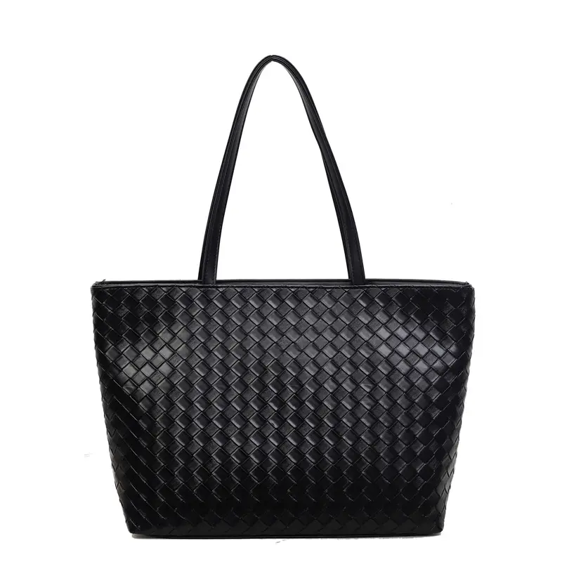 Women Woven Leather Shoulder Bag Large Fashion Tote