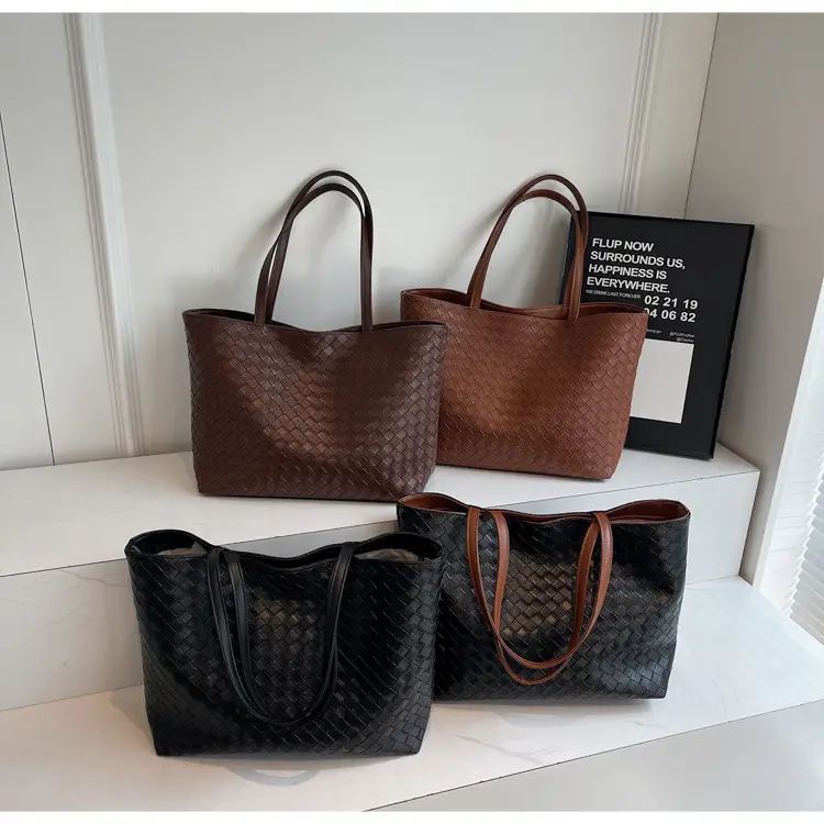 Women Woven Leather Shoulder Bag Large Fashion Tote — feature 10